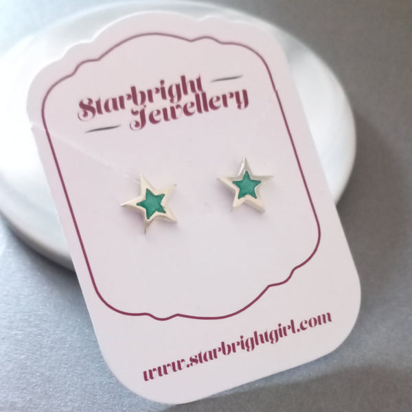 Sterling Silver Resin Star Stud Earrings