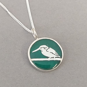 Kingfisher Sterling Silver Resin Pendant