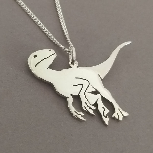 Velociraptor Sterling Silver Handmade Pendant