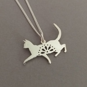 Lacy Kitty Sterling Silver Handmade Pendant