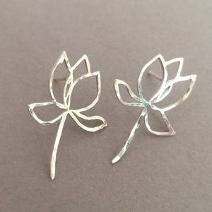 Textured Handmade Sterling Silver Cutout Flower Studs