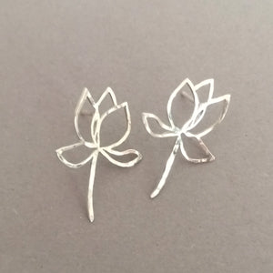 Textured Handmade Sterling Silver Cutout Flower Studs