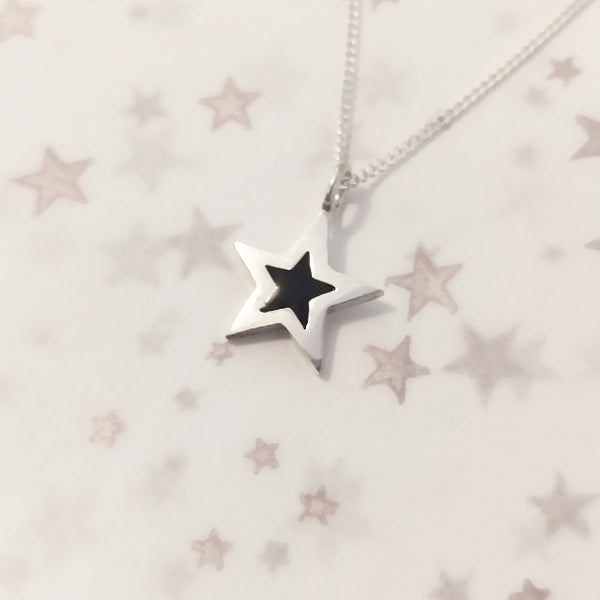 Simple Star Sterling Silver Resin Pendant