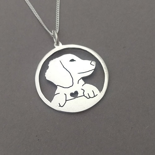 Dachshund in Circle Pendant on Chain