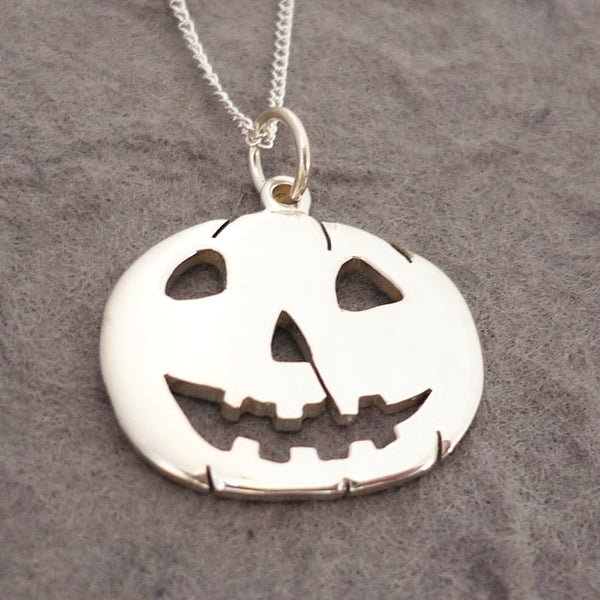 Sterling Silver Handmade Halloween Pumpkin Pendant