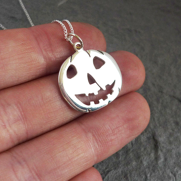 Sterling Silver Handmade Halloween Pumpkin Pendant