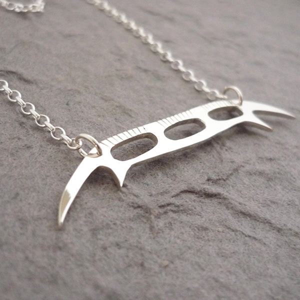 Sterling Silver Handmade Bat'leth Weapon Pendant