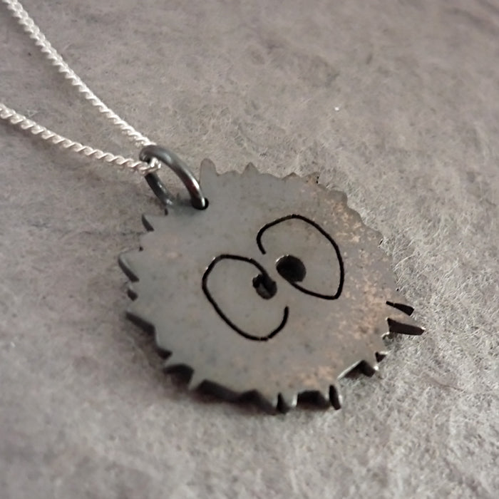 Tiny Sterling Silver Soot Sprite Heart Pendant