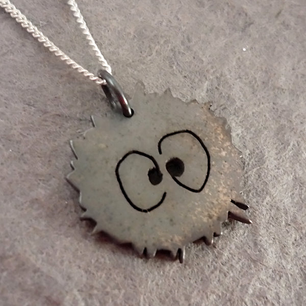 Tiny Sterling Silver Soot Sprite Heart Pendant