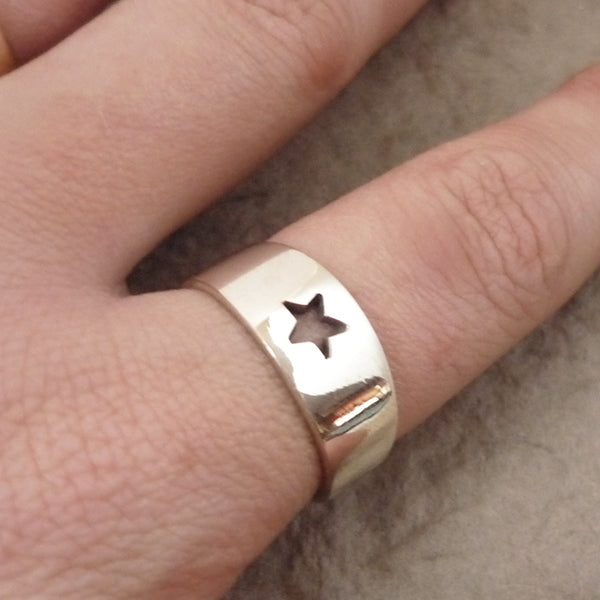 Sterling Silver handmade tapered Ring with Star cutout detail