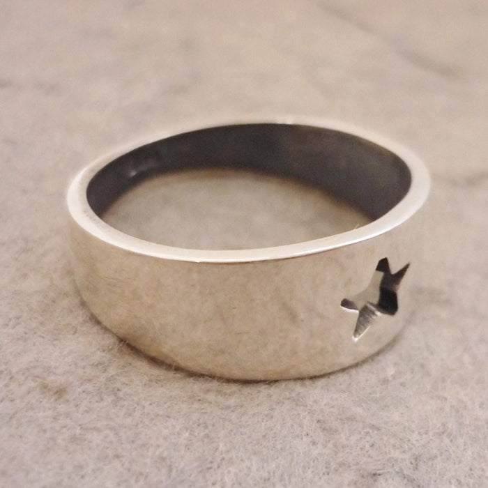 Sterling Silver handmade tapered Ring with Star cutout detail