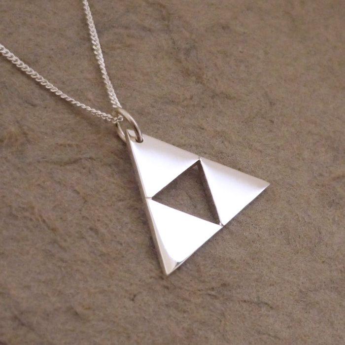 Teeny Triforce Sterling Silver Pendant on chain