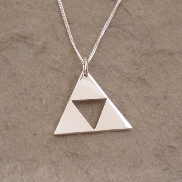 Teeny Triforce Sterling Silver Pendant on chain