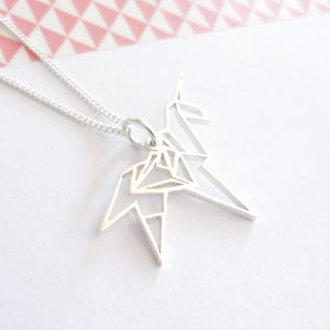 Origami Unicorn Pendant on chain