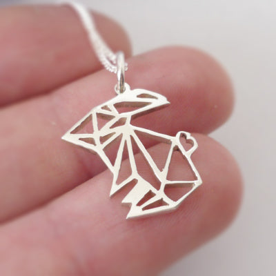 Origami Bunny Pendant on chain