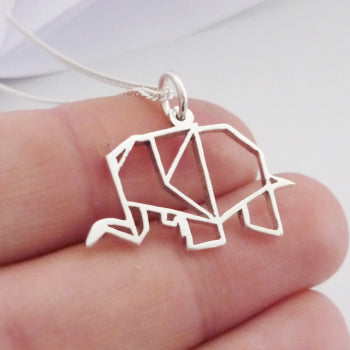 Origami Elephant Pendant on chain