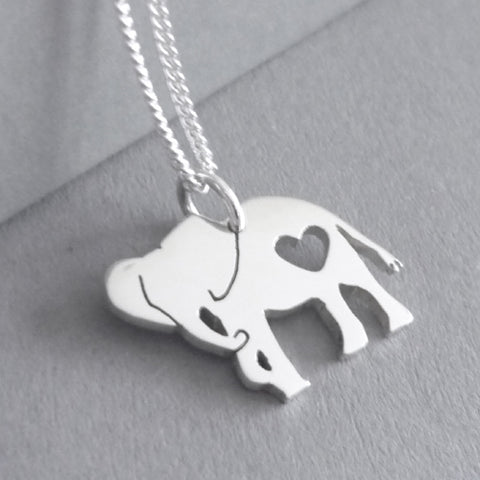 Elephant with Heart Pendant on chain