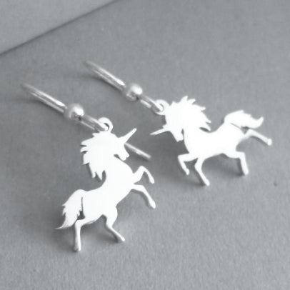 Prancing Unicorn Sterling Silver Earrings